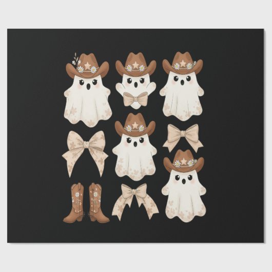 Schattige Halloween Cowboy Geest Cadeaupapier (Vlak)