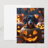 Schattige Halloween Dachshond in uitgeholde pompoe Feestdagenkaart (Voorkant / Achterkant)