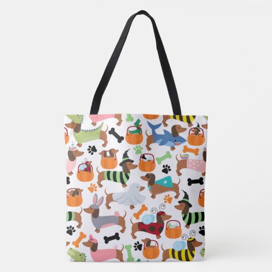 Schattige halloween dachshunds in Costumes Canvas  Tote Bag (Voorkant)