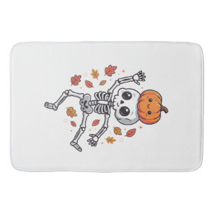 Schattige Halloween Dansende Skelet met Pompoen Ho Badmat