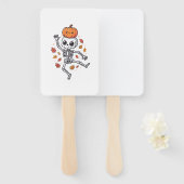 Schattige Halloween Dansende Skelet met Pompoen Ho Handwaaier (Voorkant en achterkant)