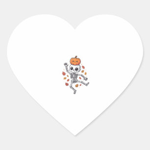 Schattige Halloween Dansende Skelet met Pompoen Ho Hart Sticker