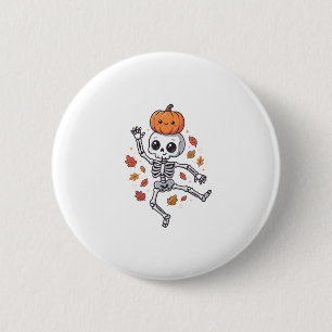 Schattige Halloween Dansende Skelet met Pompoen Ho Ronde Button 5,7 Cm
