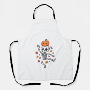 Schattige Halloween Dansende Skelet met Pompoen Ho Schort