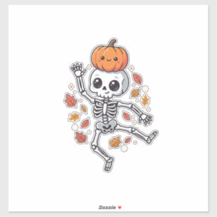 Schattige Halloween Dansende Skelet met Pompoen Ho Sticker