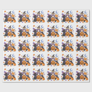 Schattige Halloween-dieren - Heks Zwarte Kat Uil V Cadeaupapier