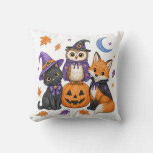 Schattige Halloween Dieren - Heks Zwarte Kat Uil V Kussen