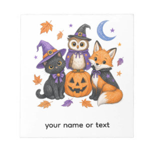 Schattige Halloween-dieren - Heks Zwarte Kat Uil V Notitieblok