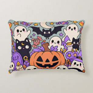 Schattige Halloween Doodle Collage Accent Kussen