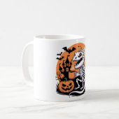 Schattige Halloween Dragon Skelet met Koffie Koffiemok (Voorkant links)