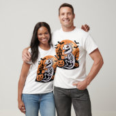 Schattige Halloween Dragon Skelet met Koffie T-shirt (Unisex)