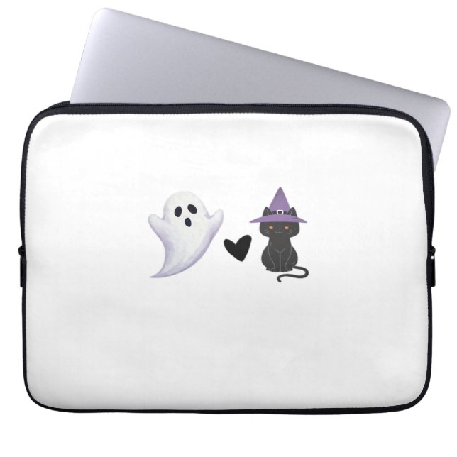 Schattige Halloween Duo vriendelijke geest en zwar Laptop Sleeve (Voorkant)
