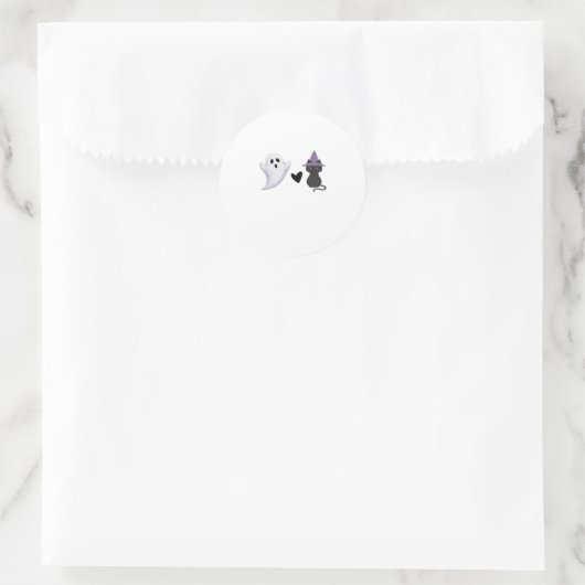 Schattige Halloween Duo vriendelijke geest en zwar Ronde Sticker (Tas)
