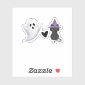 Schattige Halloween Duo vriendelijke geest en zwar Sticker (Vel)