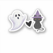 Schattige Halloween Duo vriendelijke geest en zwar Sticker (Voorkant)