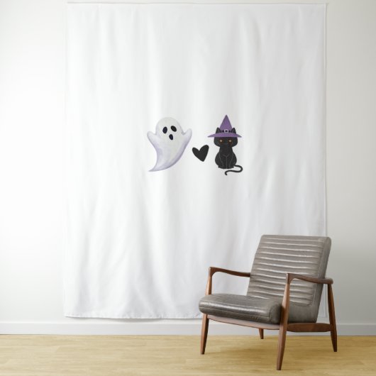 Schattige Halloween Duo vriendelijke geest en zwar Wandkleed (In situ)