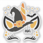 Schattige Halloween Eenhoorn Heks Pet Stickers (Voorkant)