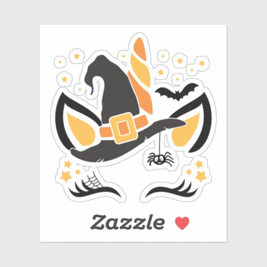 Schattige Halloween Eenhoorn Heks Pet Stickers (Vel)