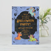 Schattige Halloween- Eenhoorns 2 Feestje Kaart (Staand voorkant)