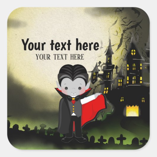 Schattige Halloween feest Dracula Vierkante Sticker (Voorkant)
