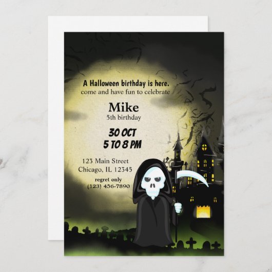 Schattige Halloween feest Duivel Skelet Kaart (Voorkant / Achterkant)