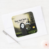 Schattige Halloween feest Duivel Skelet Vierkante Sticker (Envelop)