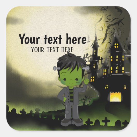 Schattige Halloween feest Frankenstein Vierkante Sticker (Voorkant)