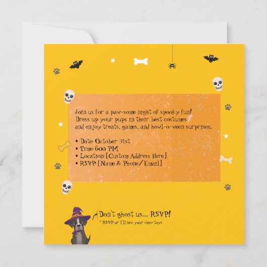 Schattige Halloween feest | Huisdier Kostuum Howl- Kaart (Achterkant)