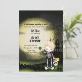 Schattige Halloween feest Skelet Kaart (Staand voorkant)