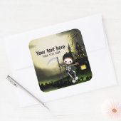 Schattige Halloween feest Skelet Vierkante Sticker (Envelop)