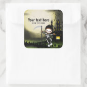 Schattige Halloween feest Skelet Vierkante Sticker (Tas)