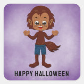 Schattige Halloween feest voor kinderen Weerwolf Vierkante Sticker (Voorkant)