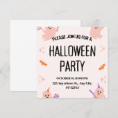 Schattige Halloween-feestuitnodiging Kaart (Voorkant / Achterkant)