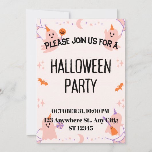 Schattige Halloween-feestuitnodiging Save The Date (Voorkant)
