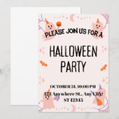 Schattige Halloween-feestuitnodiging Save The Date (Voorkant / Achterkant)
