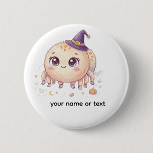 Schattige Halloween Fluffy Spin met Heksenhoed Kle Ronde Button 5,7 Cm