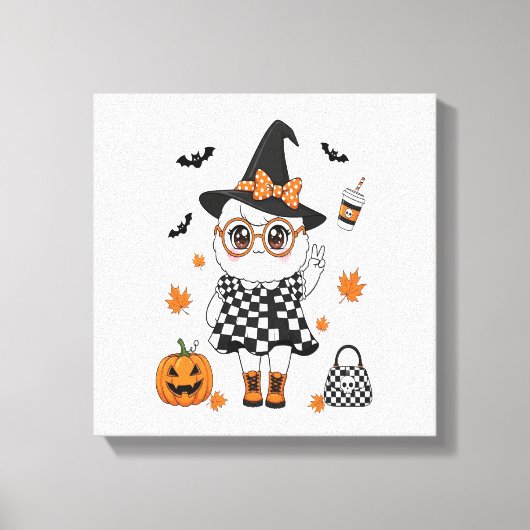 Schattige Halloween Geest Canvas Afdruk (Voorkant)