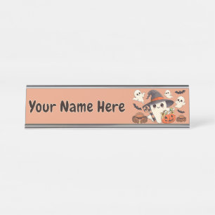 Schattige Halloween Geest Kawaii Stijl Bureau Naambordje