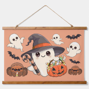 Schattige Halloween Geest Kawaii Stijl Hangend Wandkleed