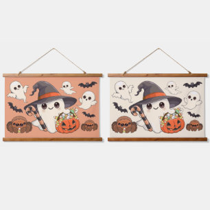 Schattige Halloween Geest Kawaii Stijl Hangend Wandkleed