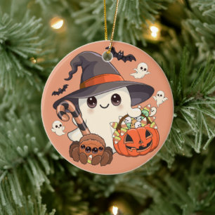 Schattige Halloween Geest Kawaii Stijl Keramisch Ornament