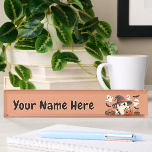 Schattige Halloween Geest Kawaii Stijl Naambordje