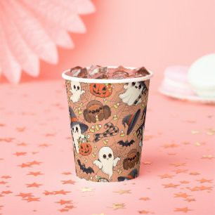 Schattige Halloween Geest Kawaii Stijl Papieren Bekers