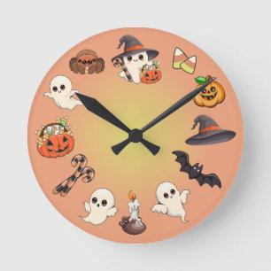 Schattige Halloween Geest Kawaii Stijl Ronde Klok