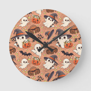 Schattige Halloween Geest Kawaii Stijl Ronde Klok