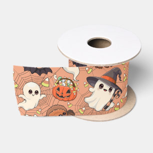 Schattige Halloween Geest Kawaii Stijl Satijnen Lint