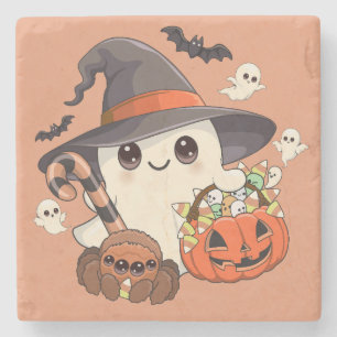 Schattige Halloween Geest Kawaii Stijl Stenen Onderzetter