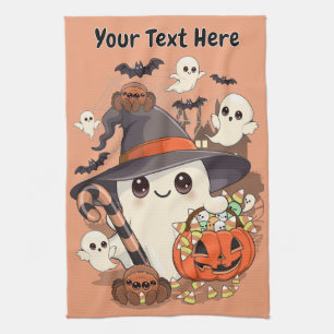 Schattige Halloween Geest Kawaii Stijl Theedoek