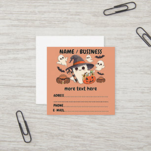 Schattige Halloween Geest Kawaii Stijl Vierkante Visitekaartje