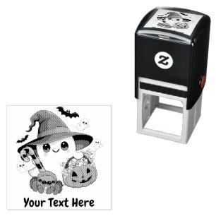 Schattige Halloween Geest Kawaii Stijl Zelfinktende Stempel